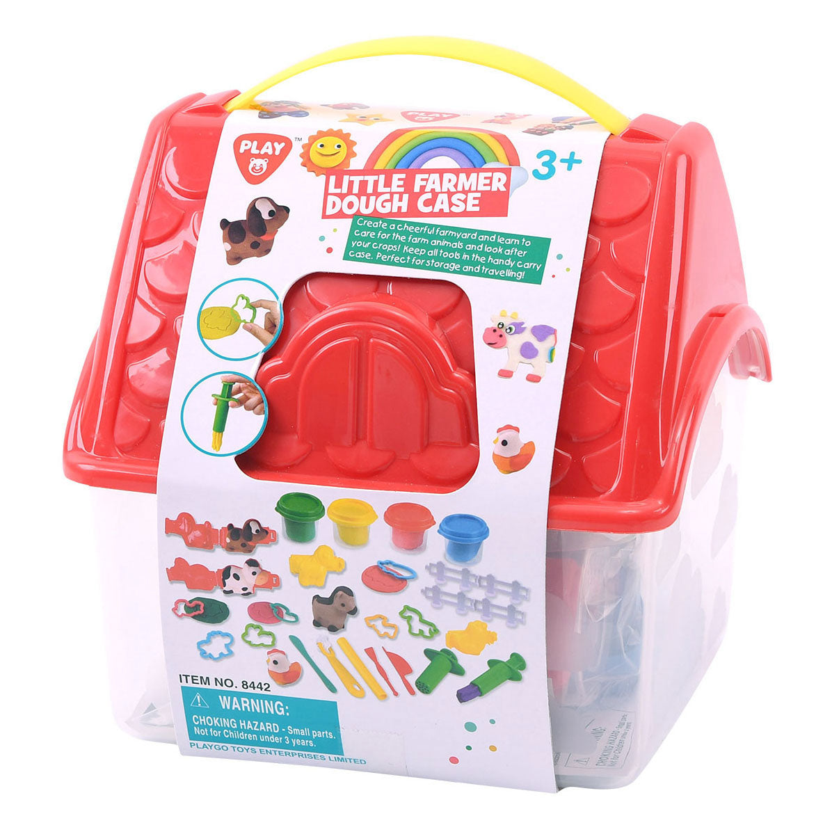 Jeu d'argile de ferme dans une boîte de rangement, 4 pots en argile