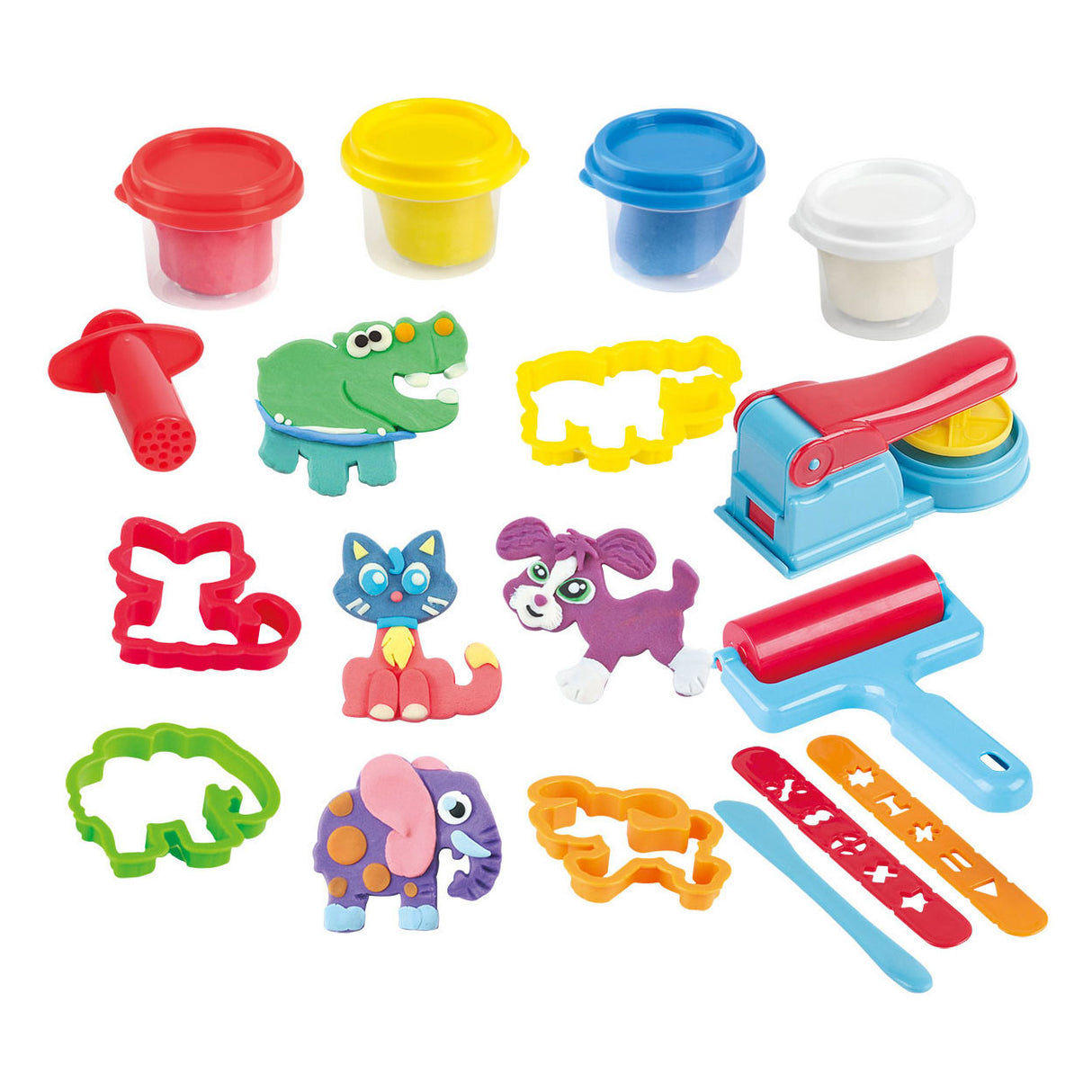 Atelier de set d'argile Playgo dans une mallette de rangement - 4 pots en argile