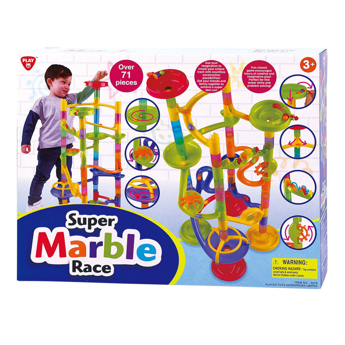Playgo jouer à la piste de marbre super course, 71 pièces.