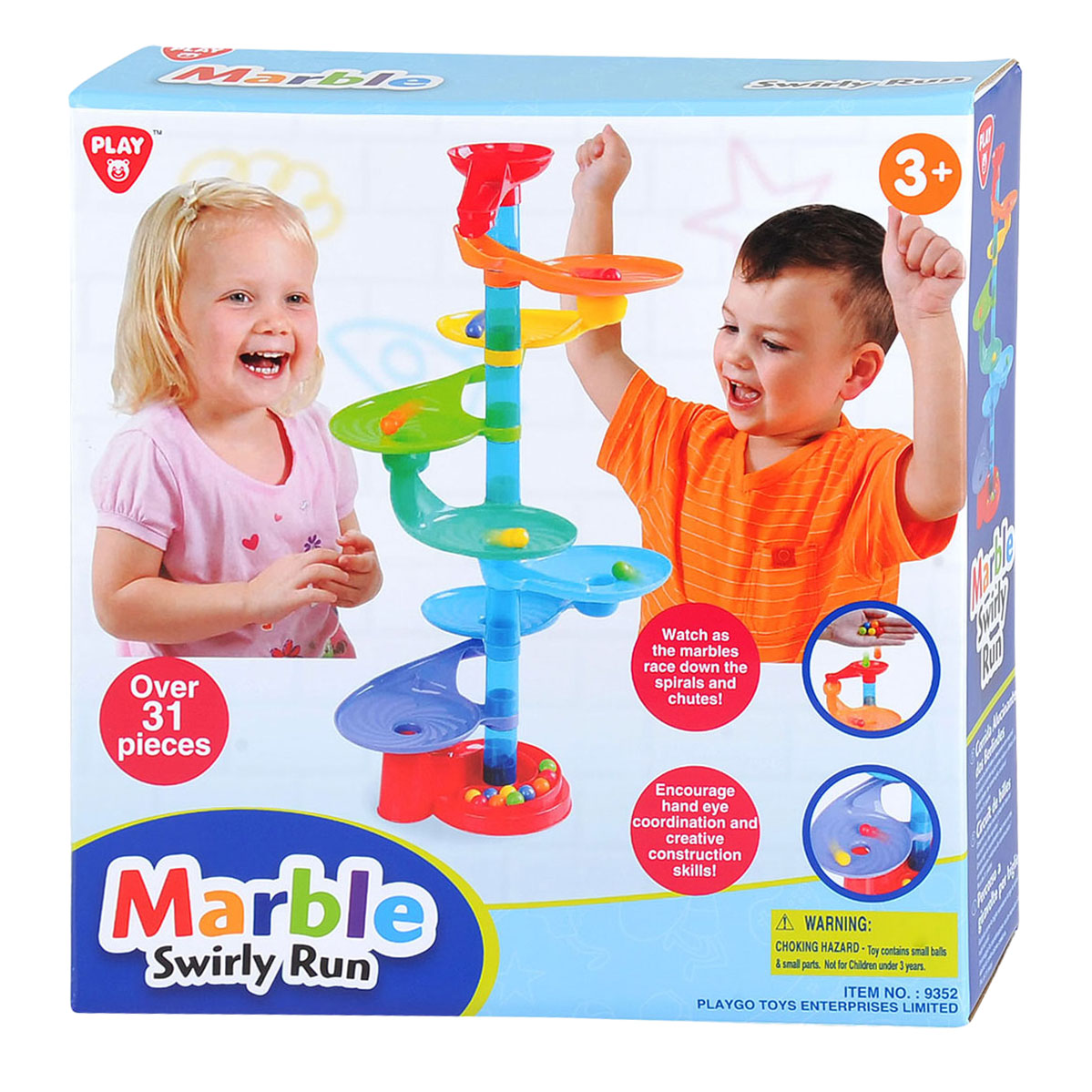 Jouet de piste de marbre Playgo Play avec plates-formes rondes - 31 pièces - coloré.