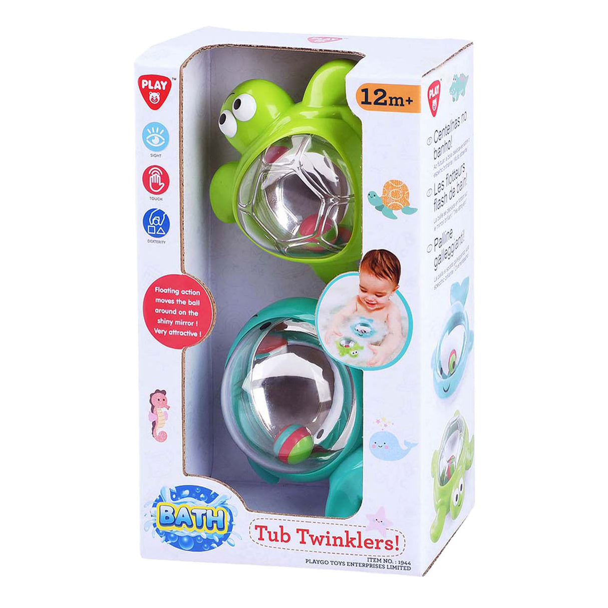 Playgo jouets de bain baignoire twinklers - baleine et tortue - 2 pcs.
