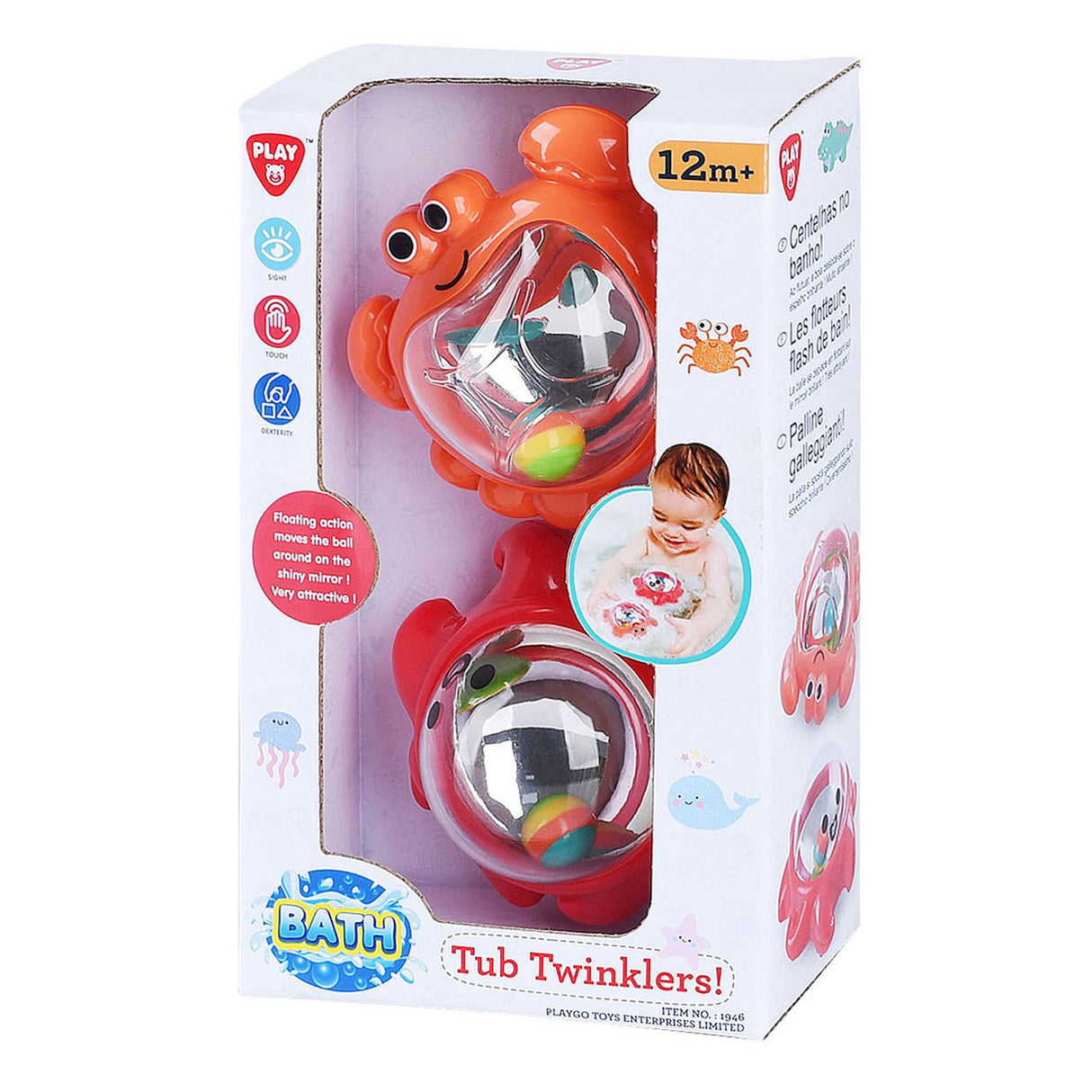 Playgo jouets de bain baignoire twinklers - crabe et poulpe - 2 pcs.