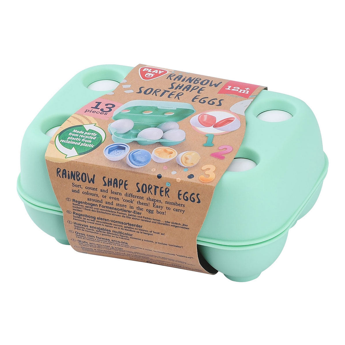 Trieur de formes d'œufs arc-en-ciel Playgo - 13 pcs.