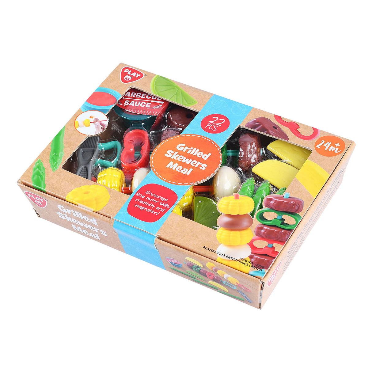 Playgo jouet nourriture brochettes grillées ensemble de jeu - 22 pièces.