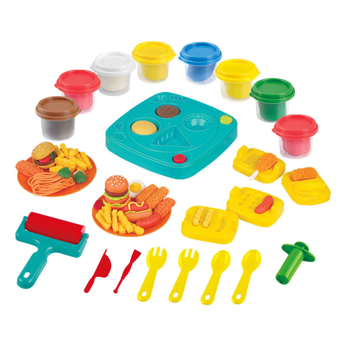 Ensemble d'argile Playgo Dinner Cafe - 8 pots en argile