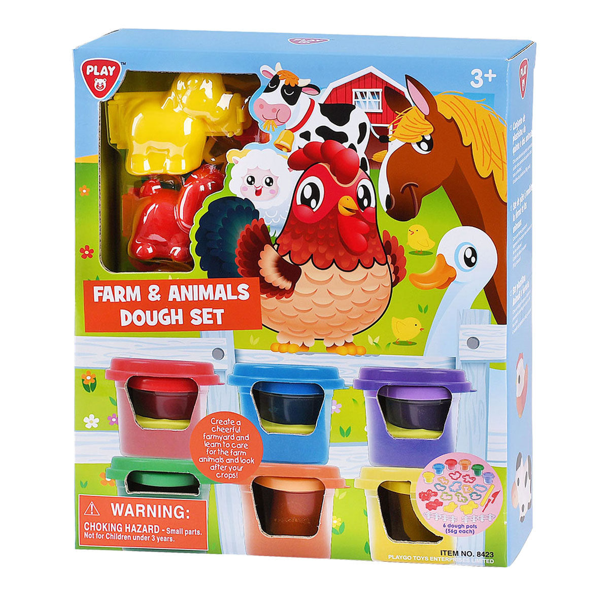 Ensemble en argile Playgo ferme et animaux - 6 pots en argile