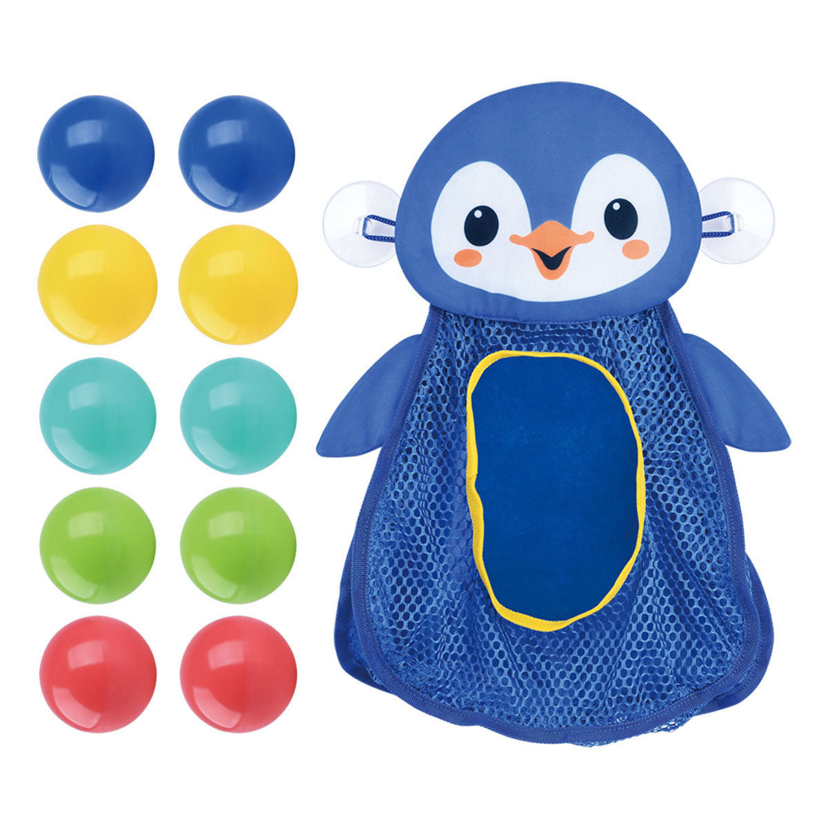 Pingouin de rangement pour jouets de bain Playgo avec balles - 11 pièces.