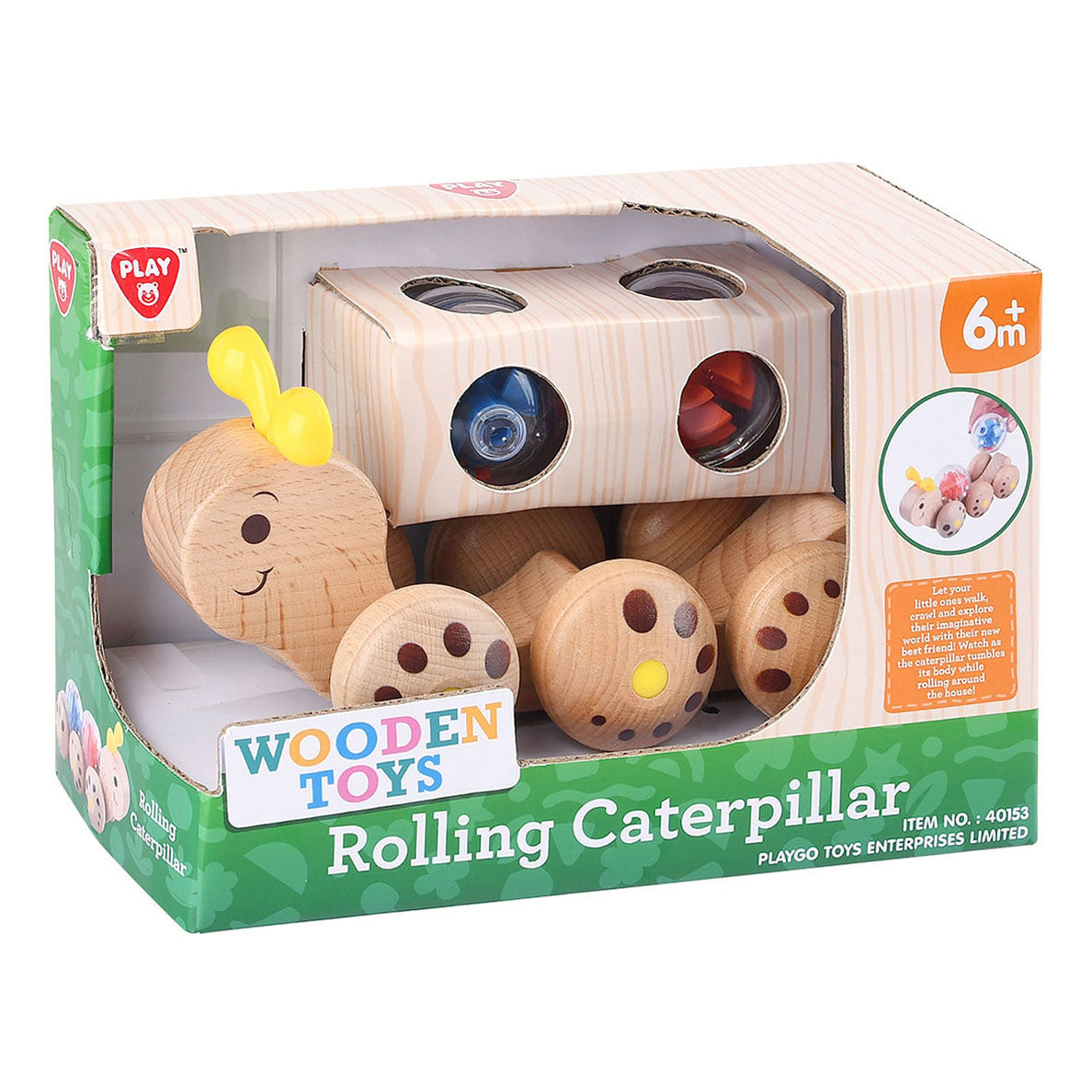 Playgo joue à la chenille roulante en bois