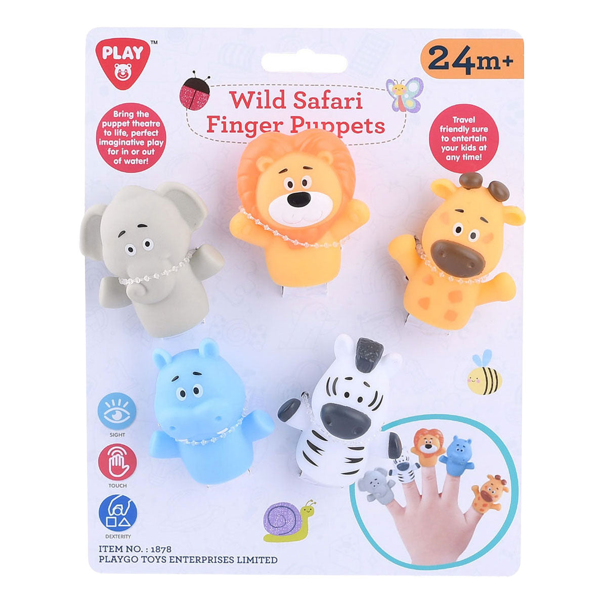 Playgo marionnettes à doigts safari sauvage - 5 pcs.