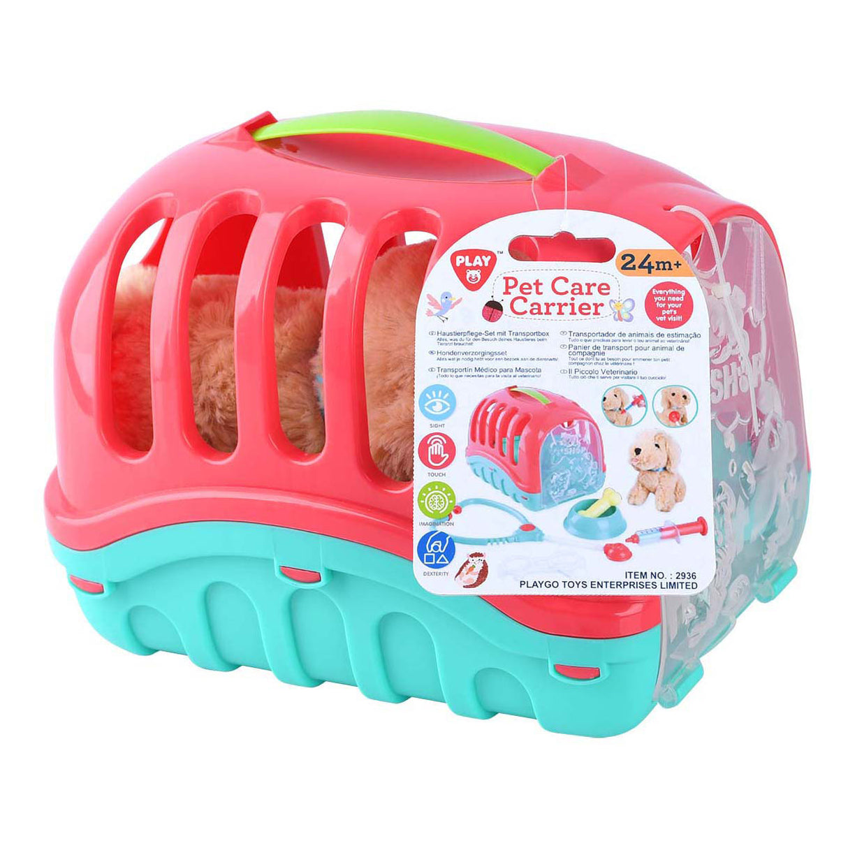 Cage de voyage pour animaux Playgo avec chiot en peluche - 7 pièces.