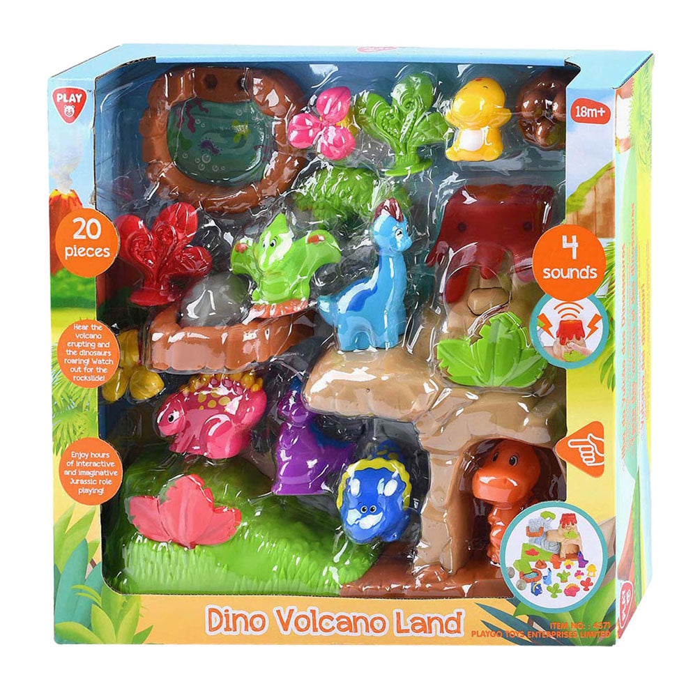 Playgo dinosaures avec ensemble de jeu volcan - 20 pièces.
