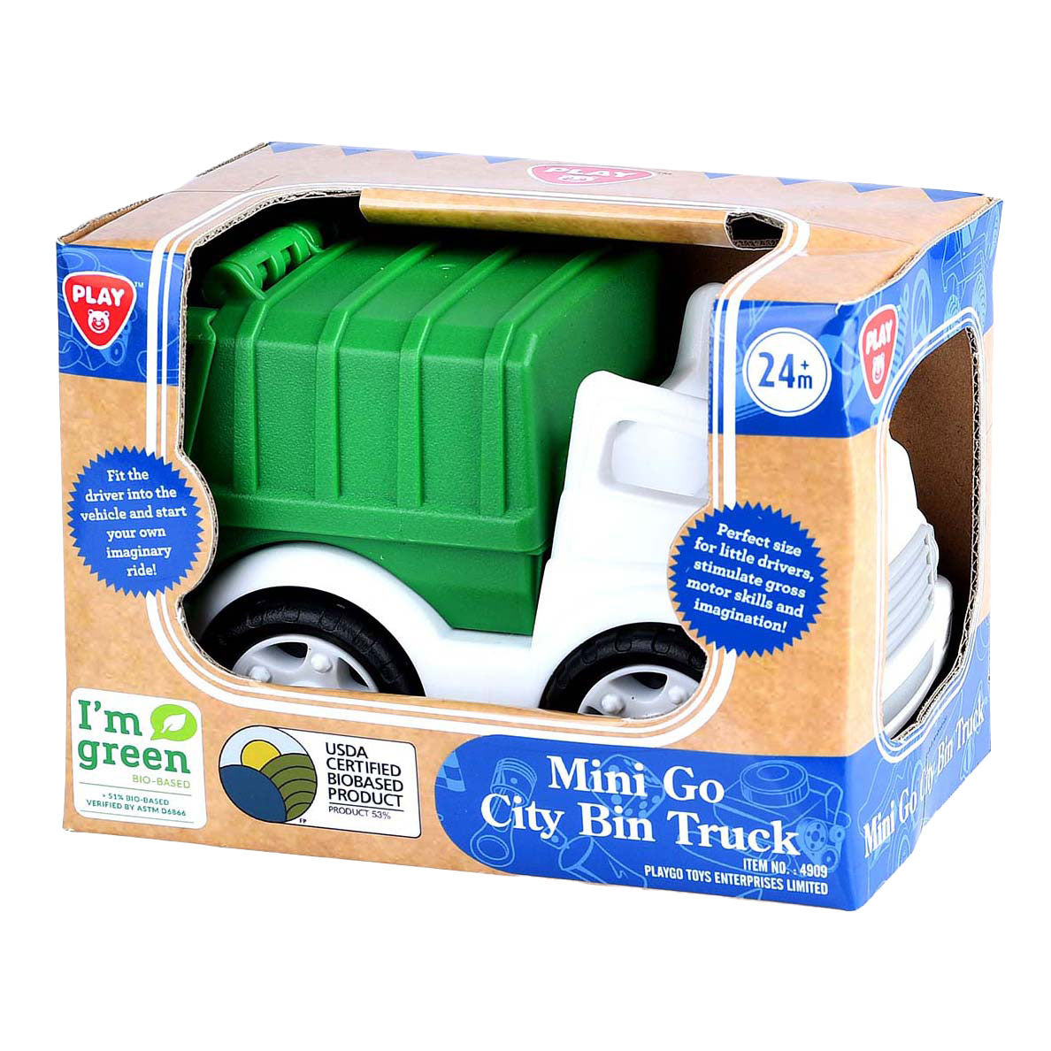 Camion poubelle bio Playgo blanc vert - 15cm