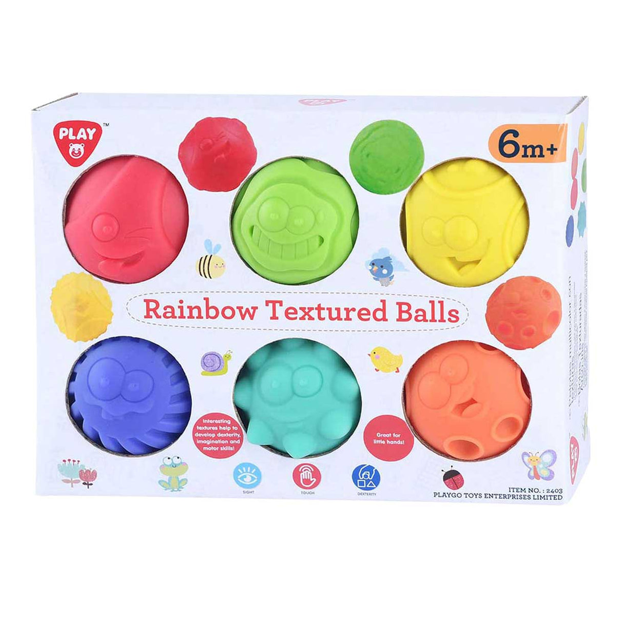 Balles de jeu sensorielles Playgo - balles texturées colorées 6 pièces.