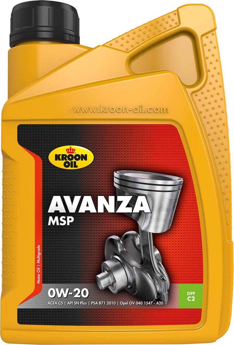 Kroon-oil - avanza msp 0w-20 - huile moteur synthétique - 1 litre - transparente
