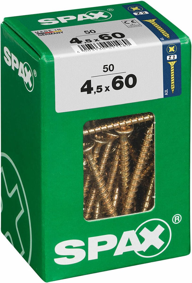 Boîte de vis Spax bois vis à tête plate (4,5 x 60 mm)