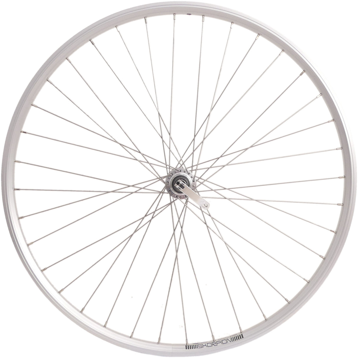 Roue arrière Rodi 28 pouces 622x19 - skorpion - 36 trous fm32 - moyeu 8 9 vitesses + qr - argent