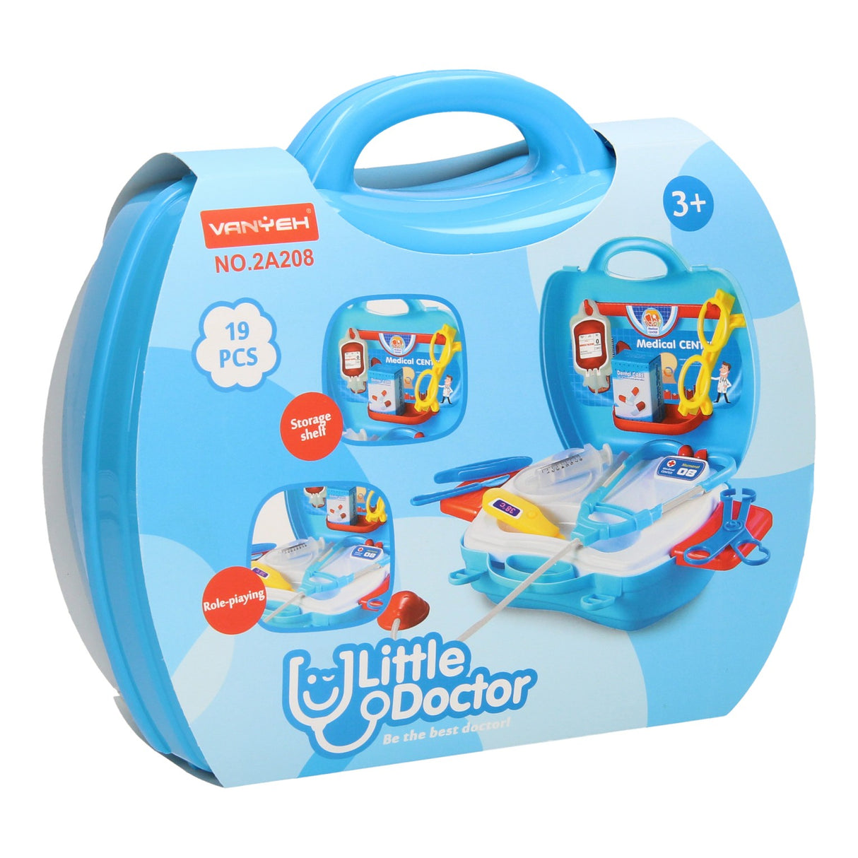 Coffret de médecin en coffret de jeu, 19 pièces.