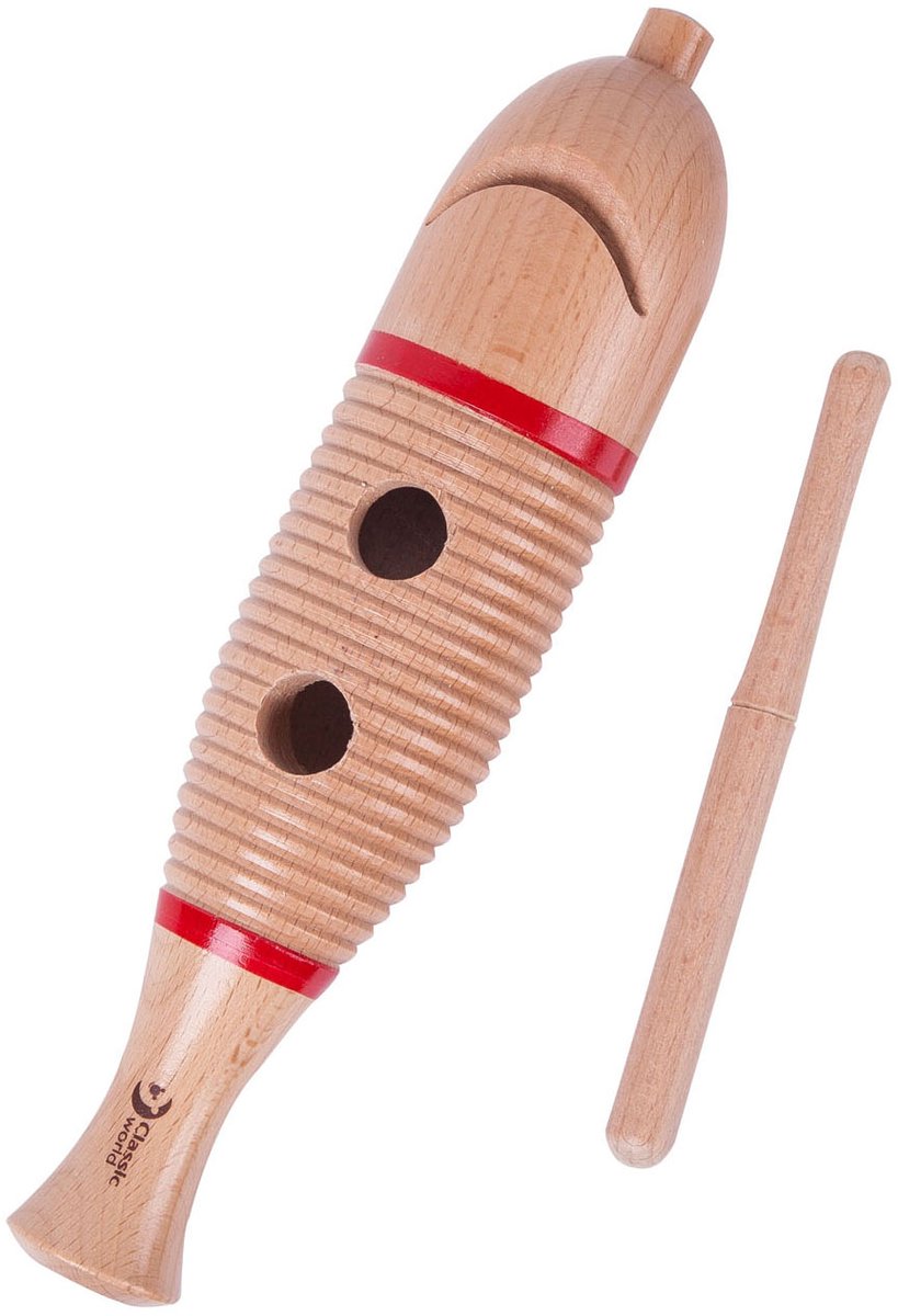 Jouets Lobbes, par exemple maxi guiro du monde classique avec bâton