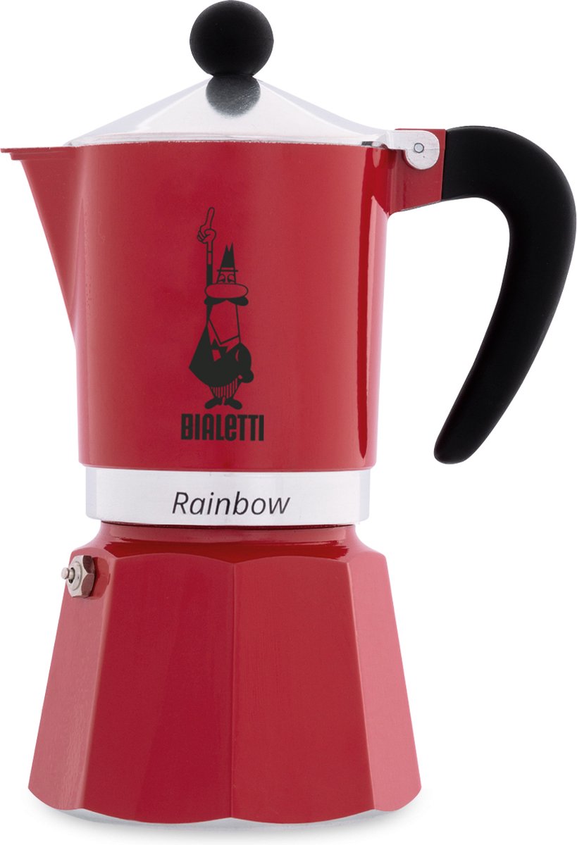 Percolateur Bialetti rouge arc-en-ciel – 3 tasses – 200 ml – authentique machine à expresso italienne
