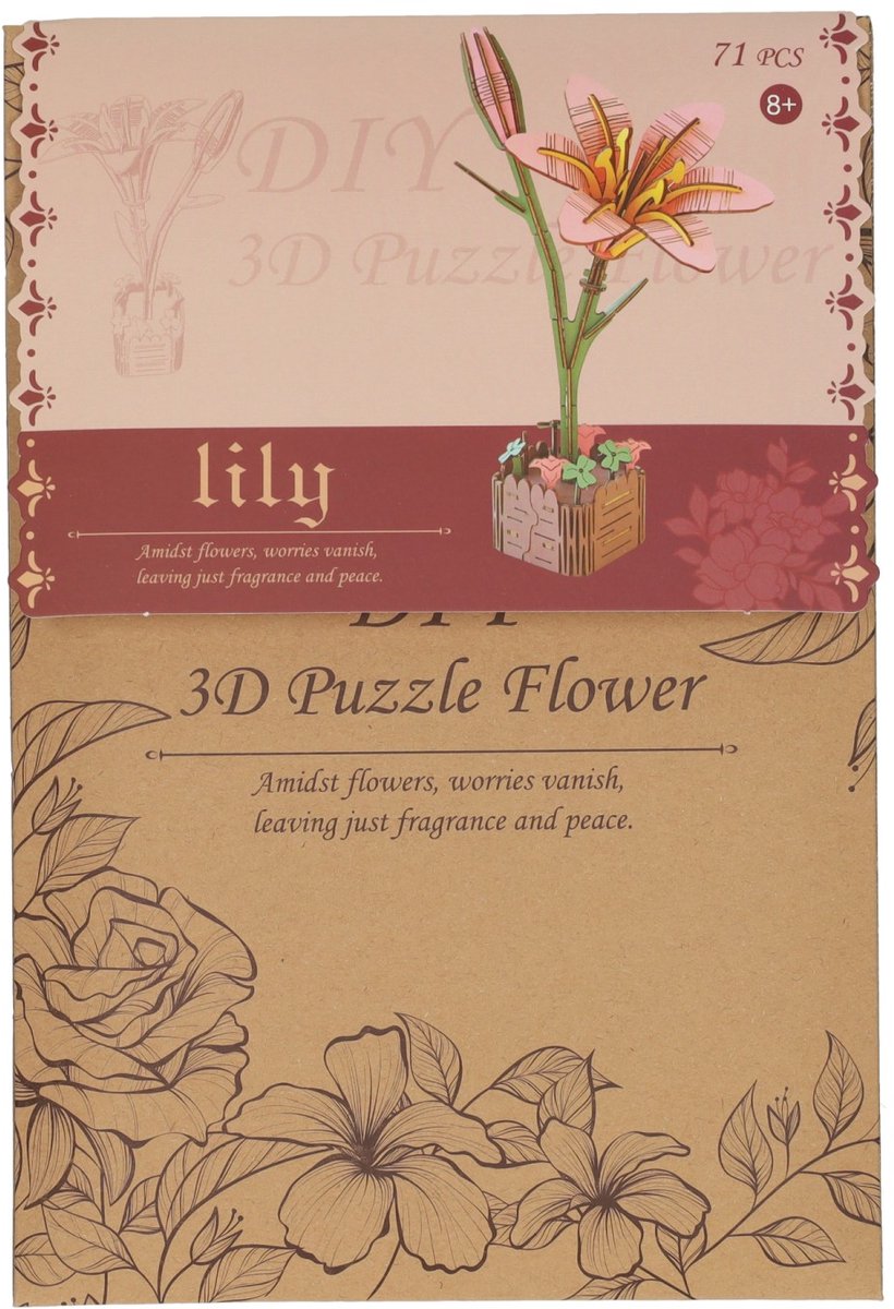 Kit de construction 3D en bois Lily - 71 pièces.