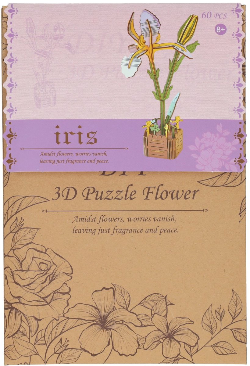 Kit de construction 3D en bois iris - 60 pièces.