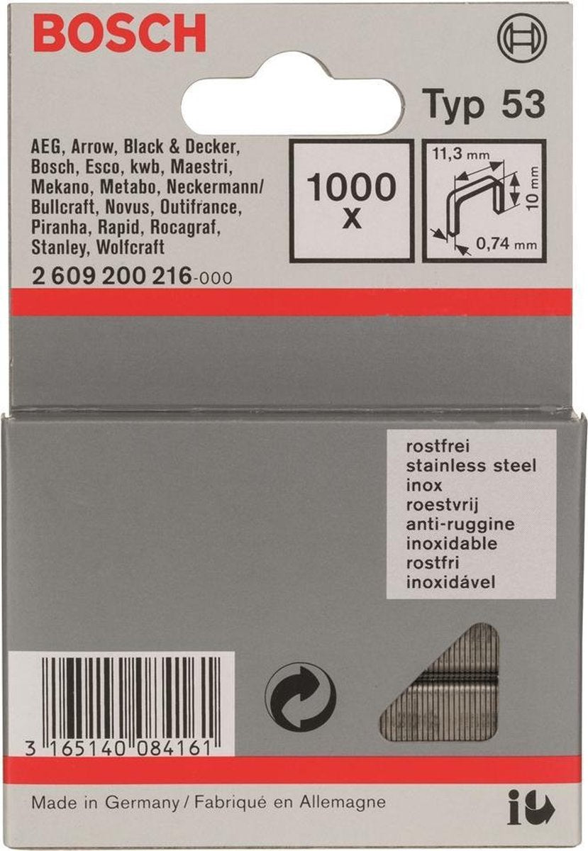Accessoires Bosch sans fil fin type 53 11,4 x 0,74 x 10 mm 1000 pcs - 2609200216