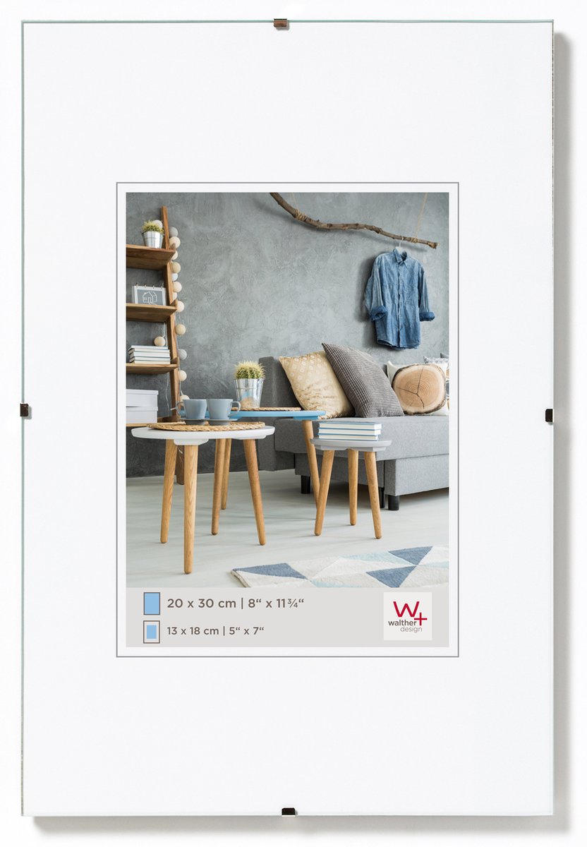 Porte-tableau photo sans cadre Walther (cadre à clip) - taille du cadre 30x45 cm - verre antireflet