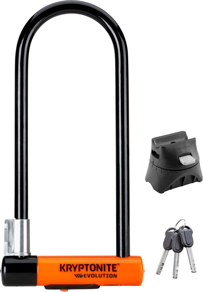 Antivol en U Kryptonite évolution - vélo et scooter - cadenas art-3 - cadenas en U en acier pour vélo électrique - 29,2x10,2 cm - noir orange