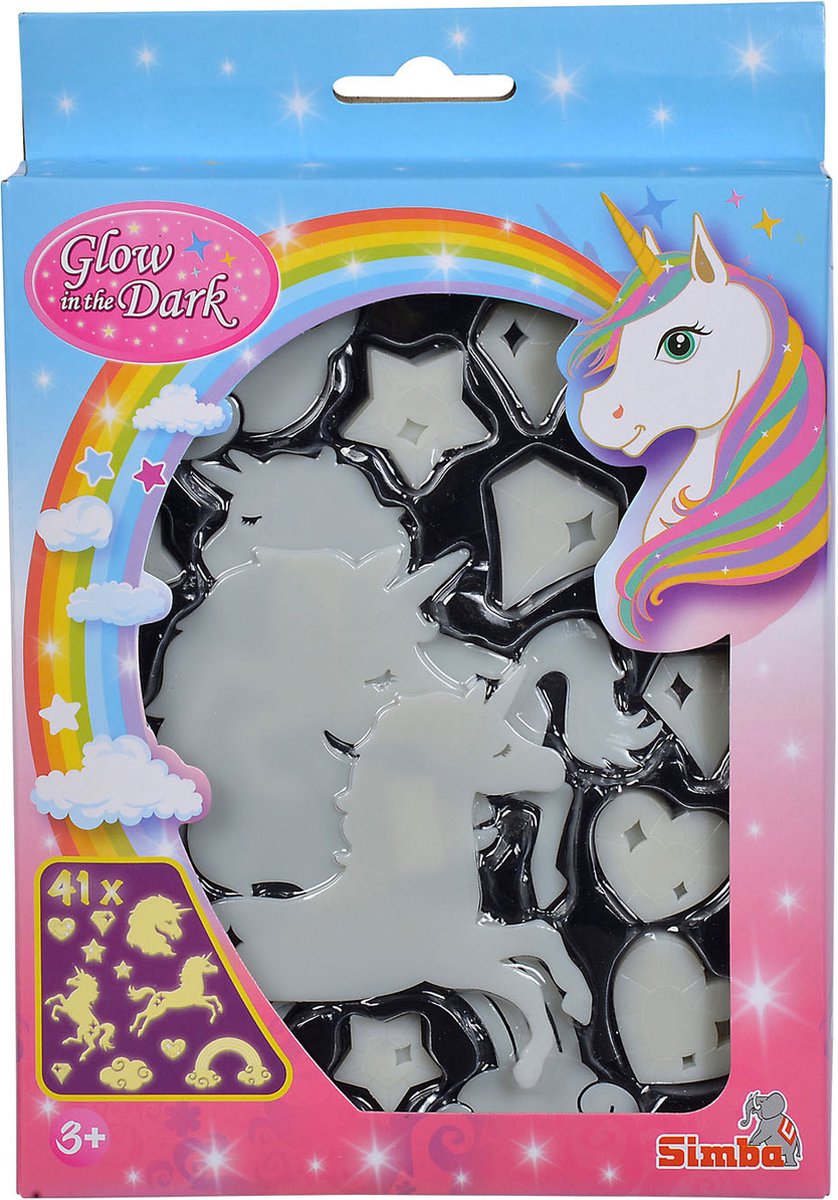Simba - set licorne - décoration fluorescente - s'allume dans le noir - 41 pièces