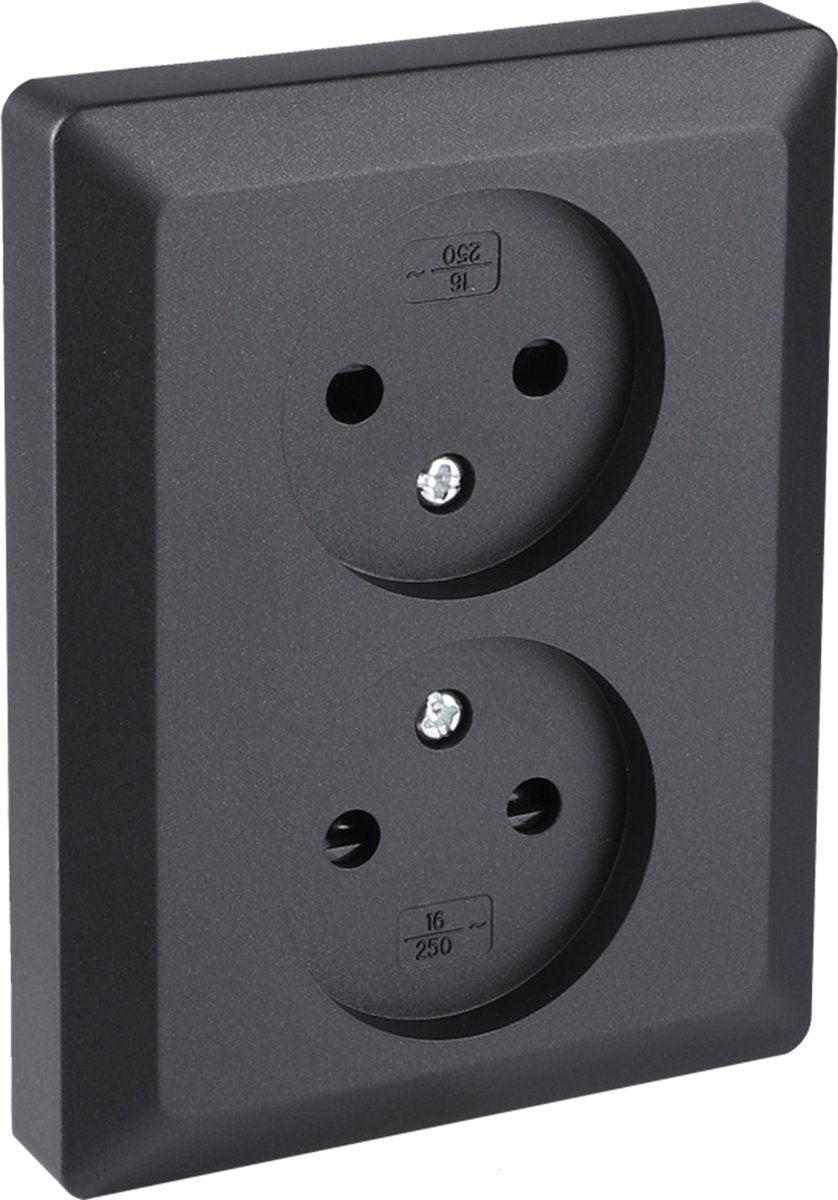 Prise double Q-link - prise murale - prise intégrée avec volet - noir