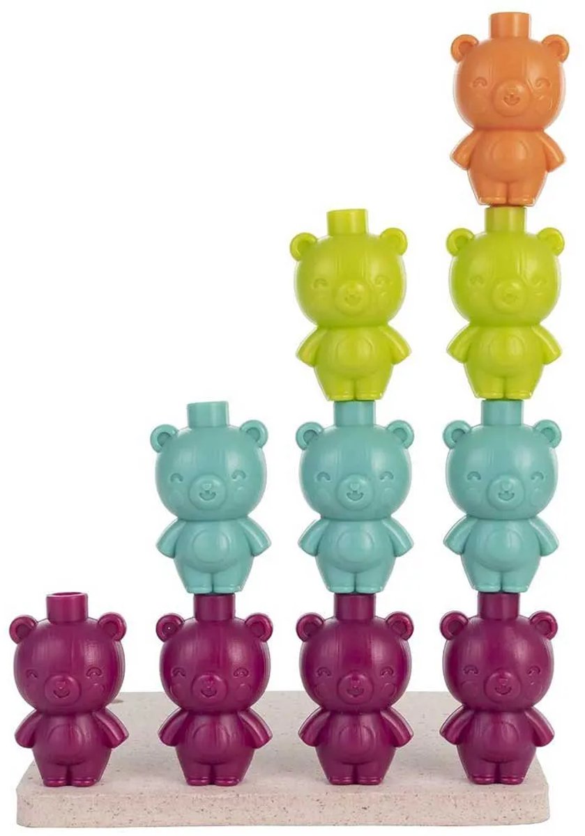 Miniland ml eco : oursons mathématiques 4cm, en bioplastique, matériaux recyclés et carton, 64 oursons, 4 plateaux de jeu et 20 cartes échantillons. fabriqué en Espagne, 3+