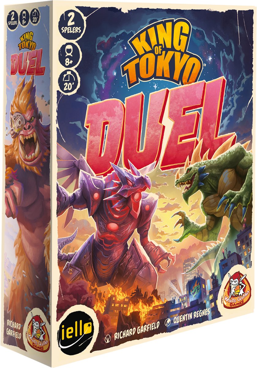 White goblin games - king of tokyo: duel - 2 persoonsspel - 2 spelers - tactisch, snel dobbelspel - 20 minuten - vanaf 8 jaar