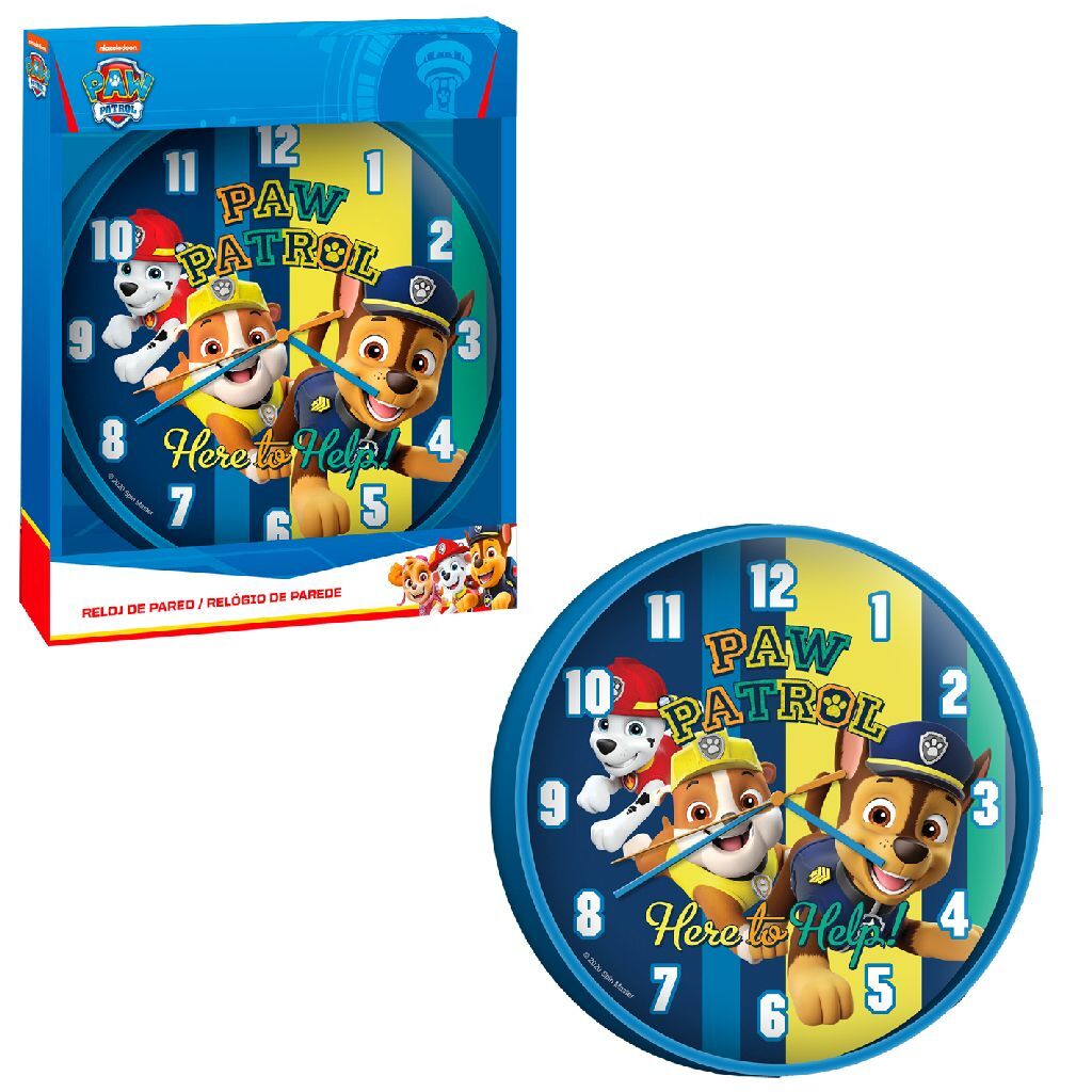 Horloge murale Paw Patrol 25 cm bleue