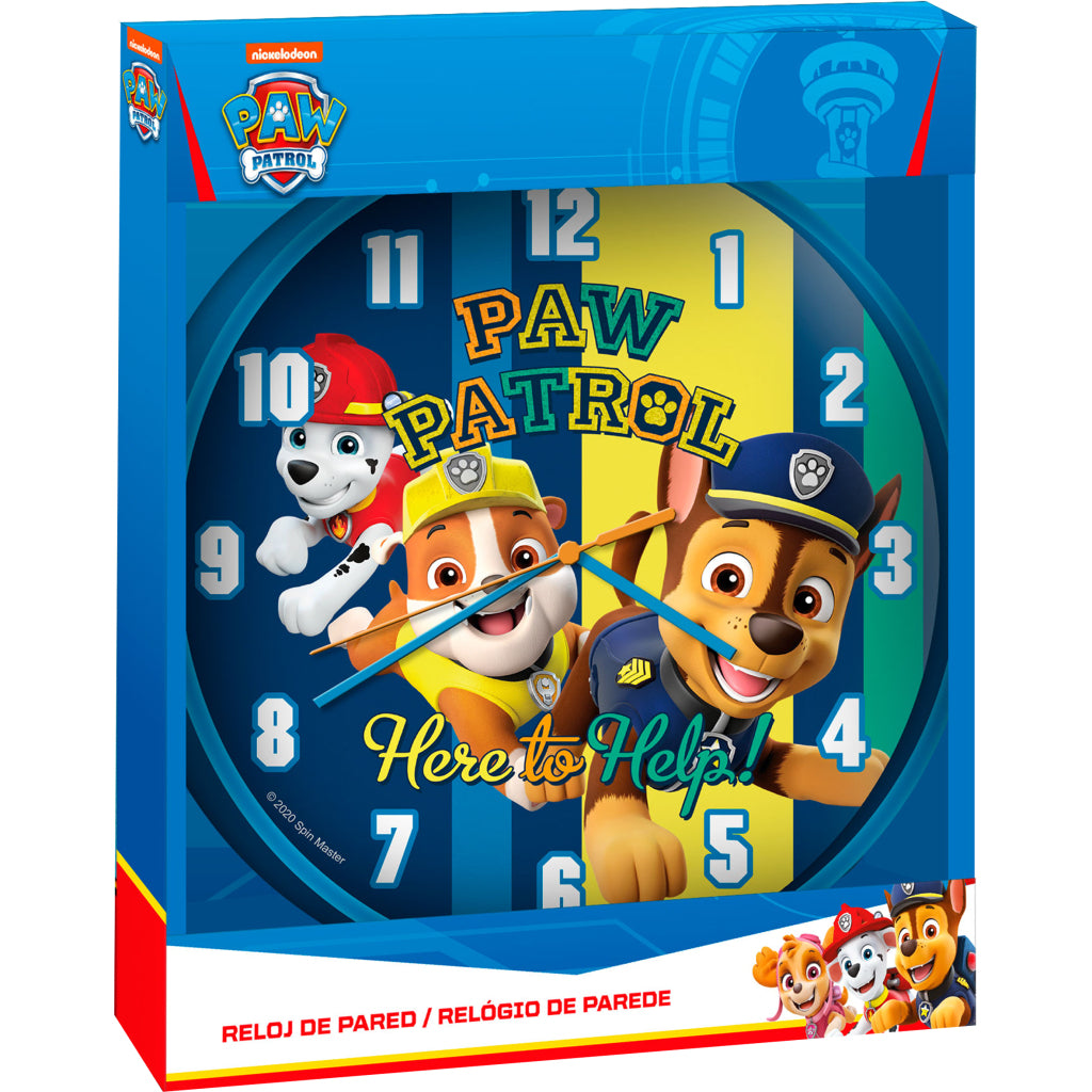Horloge murale Paw Patrol 25 cm bleue