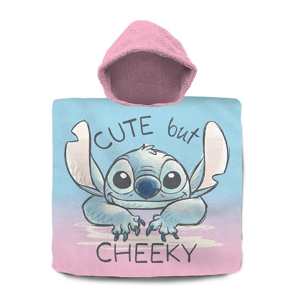 Disney stitch poncho de bain 60x120 cm rose bleu