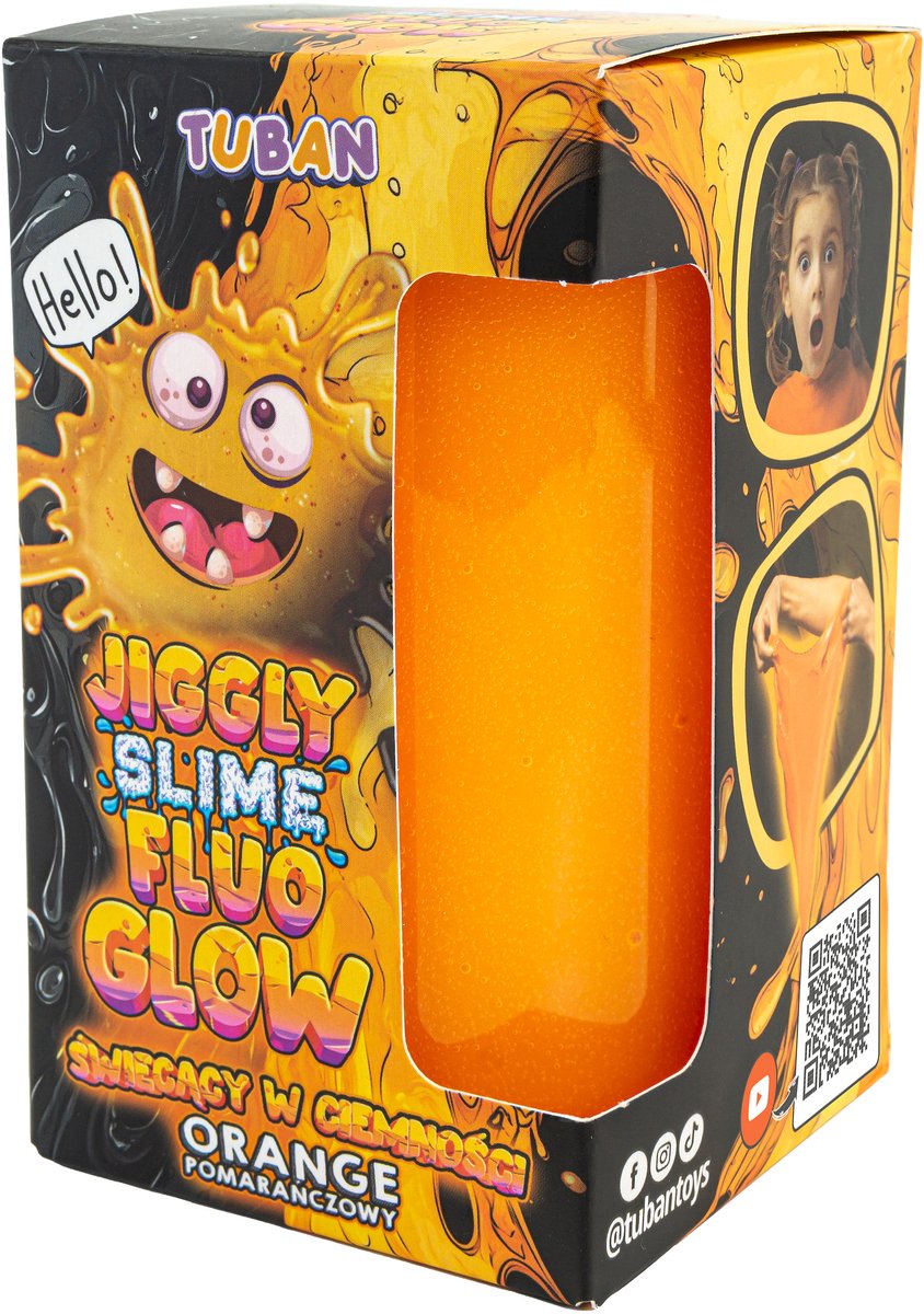 Tuban Jiggly Slime Fluo Glow - Orange 430 g de slime jouet.