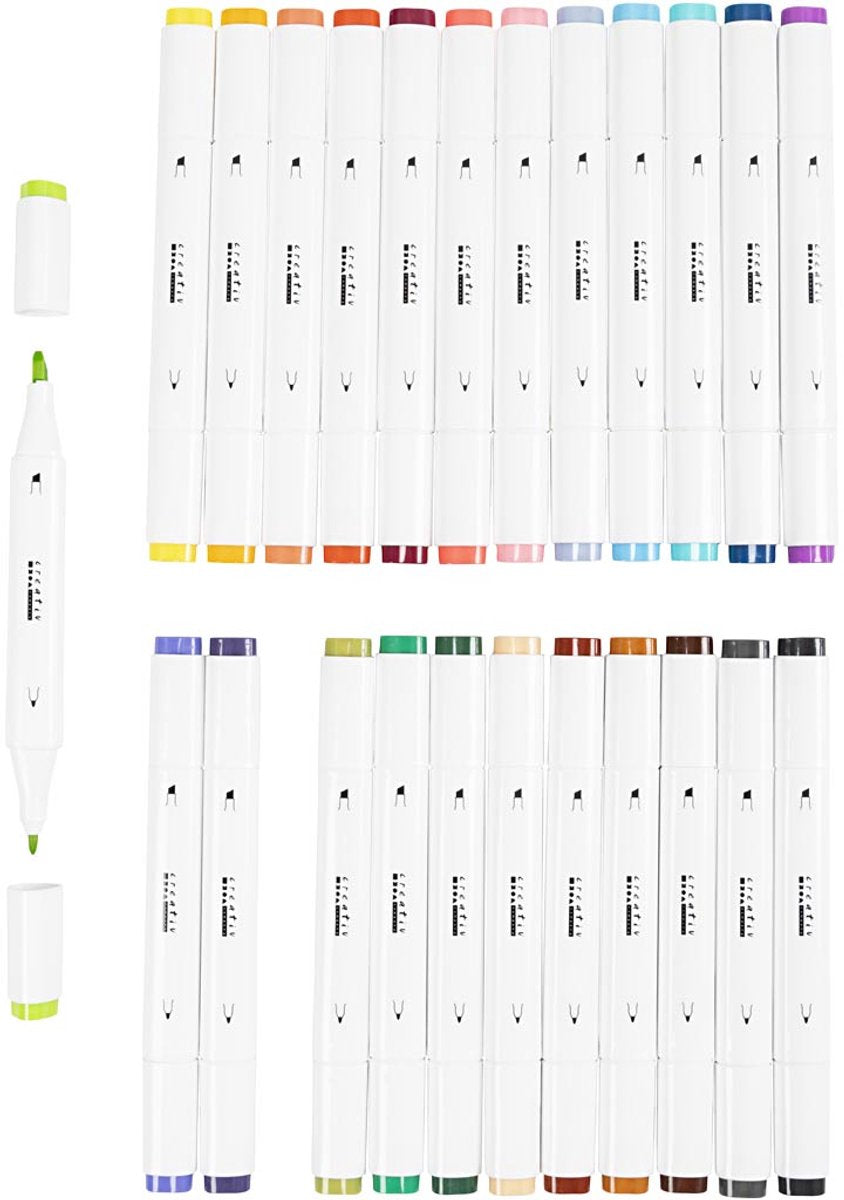 Couleurs de stylo à dessin Creativ Company, 24 pcs. double face