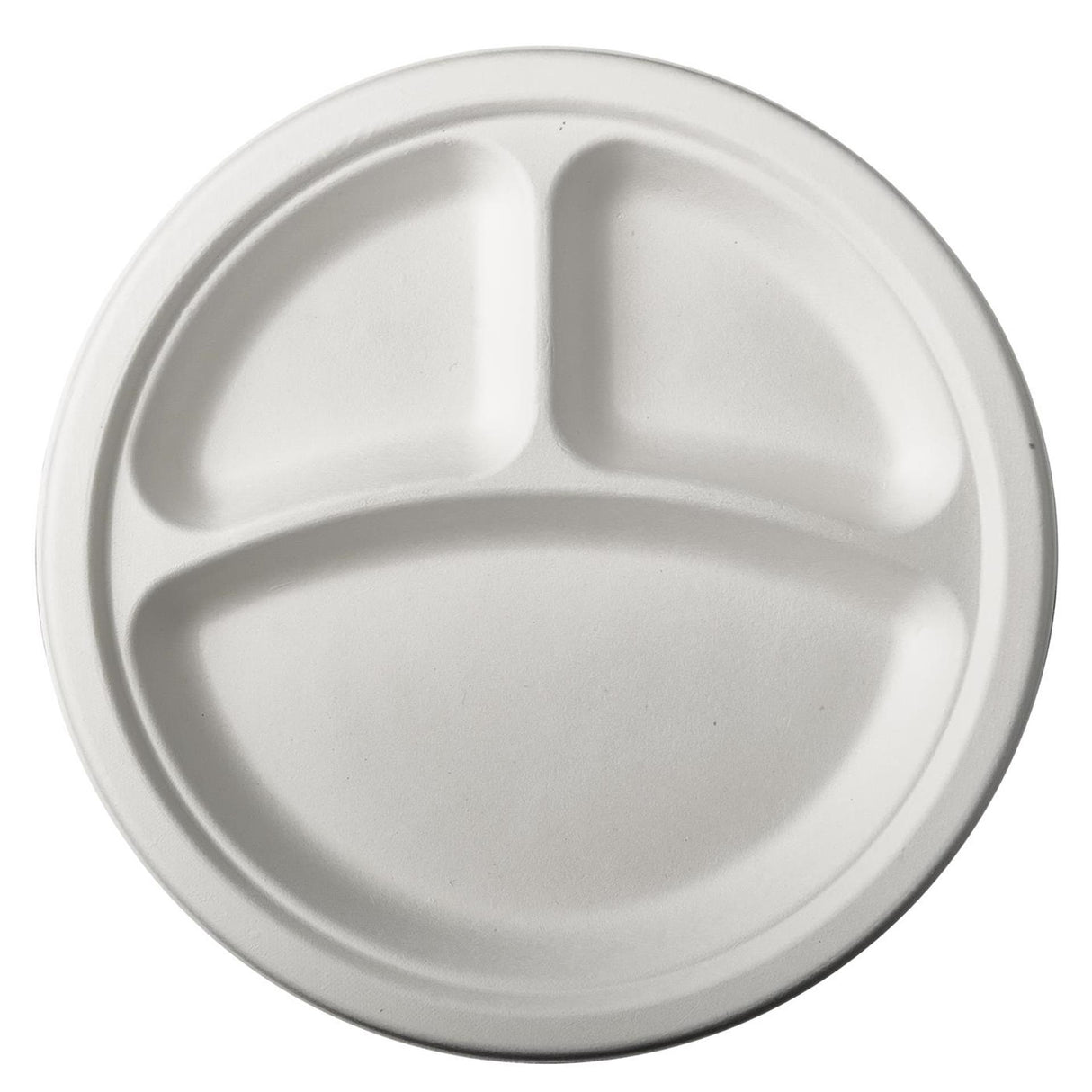 Papstar 12 assiettes canne à sucre pure 3 compartiments ø23cm