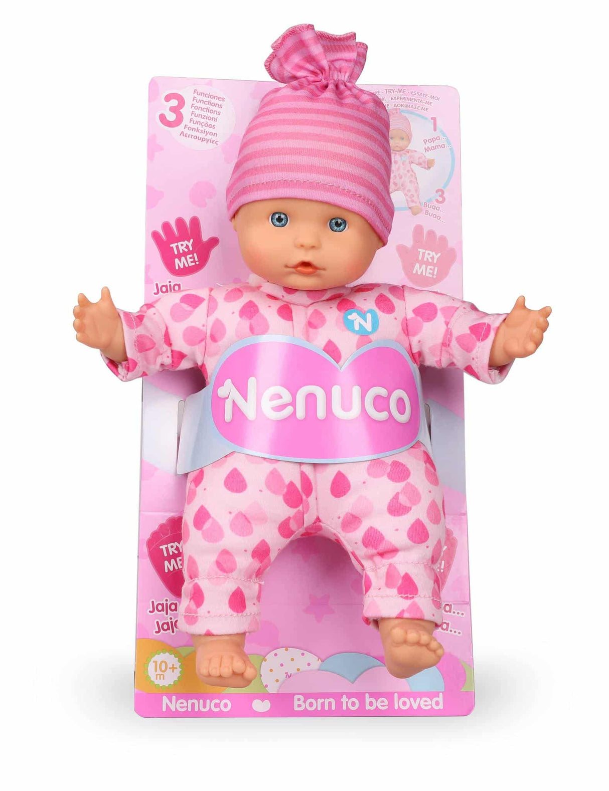 Poupée bébé souple Famosa nenuco avec 3 fonctions, hauteur environ 25 cm