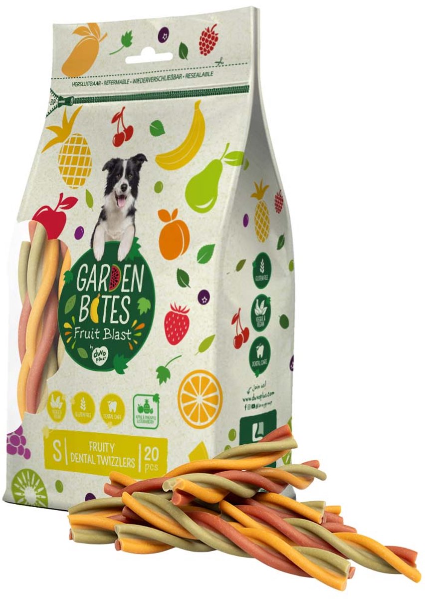 Garden Bites duvoplus - snacks dentaires fruités pour chiens - friandises pour chiens - végétarien sans gluten - petit 20 pcs