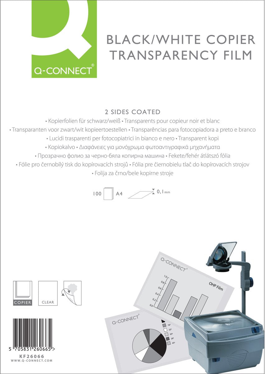 Transparents Q-connect pour imprimante laser, ft a4, paquet de 100 feuilles