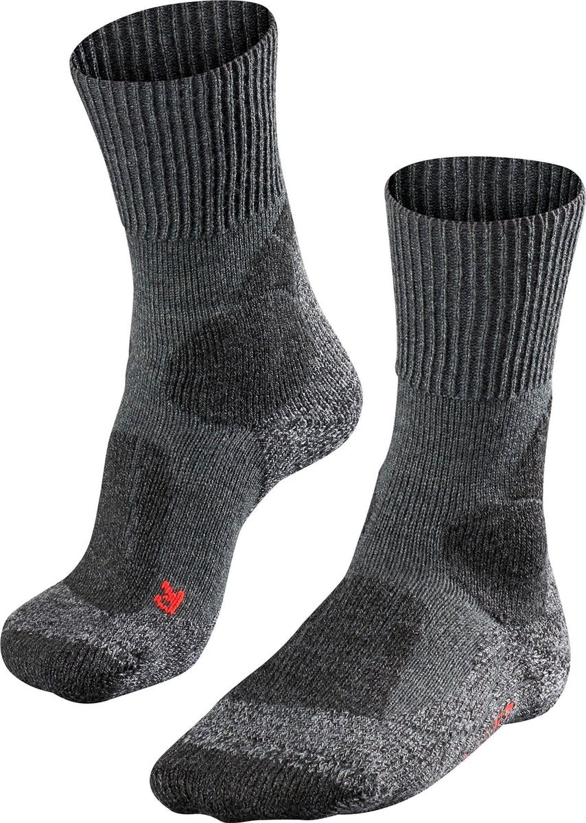 Falke tk1 chaussettes de marche en laine épaisse anti-ampoules en matériau fonctionnel hommes gris - taille 39-41