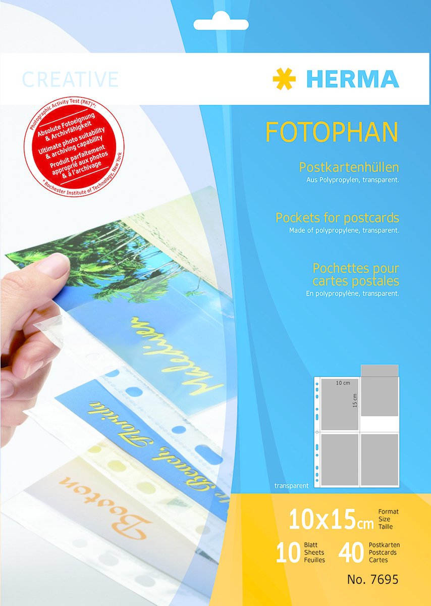 Feuille de carte postale Herma. Feuille 10x15 10x4 transparente 7695