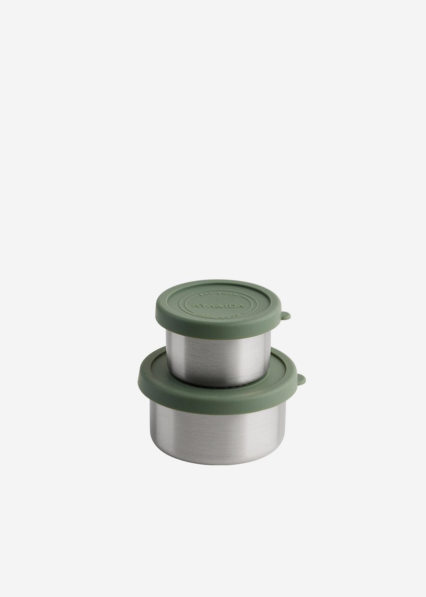 Aya ida aya ida - set de récipients à collations - boîte à lunch - boîte à pilules - ensemble de récipients alimentaires - récipient à granola - 100 ml + 200 ml - vert tropical