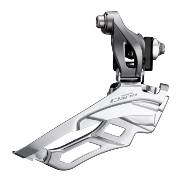 Dérailleur avant Shimano 2 x 8 vitesses Claris FD-R2030 à souder vers le bas 63-66° - 46-52 dents - gris
