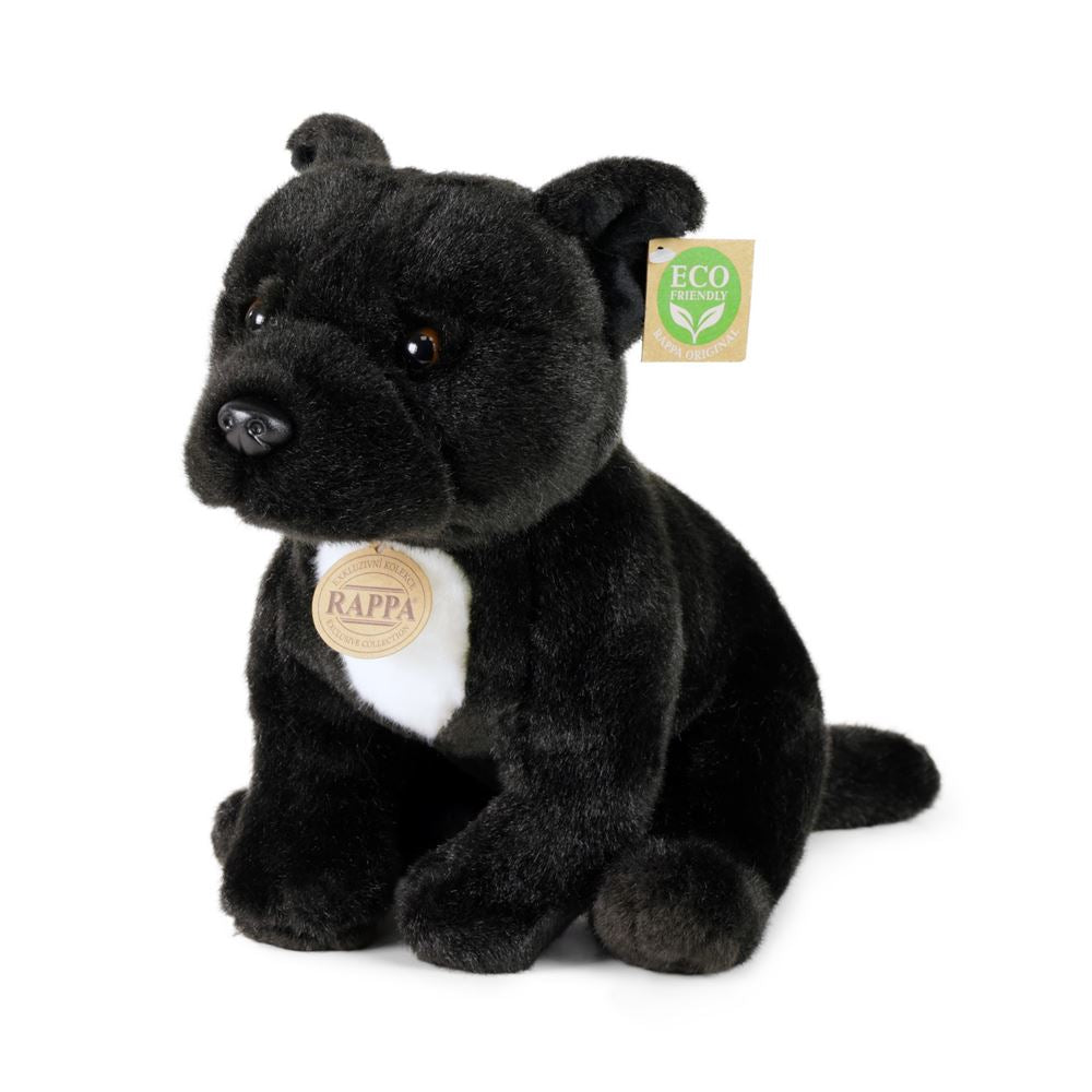 Rappa peluche écologique Staffordshire bull terrier 30 cm - peluche réaliste fabriquée à partir de bouteilles PET recyclées - noir