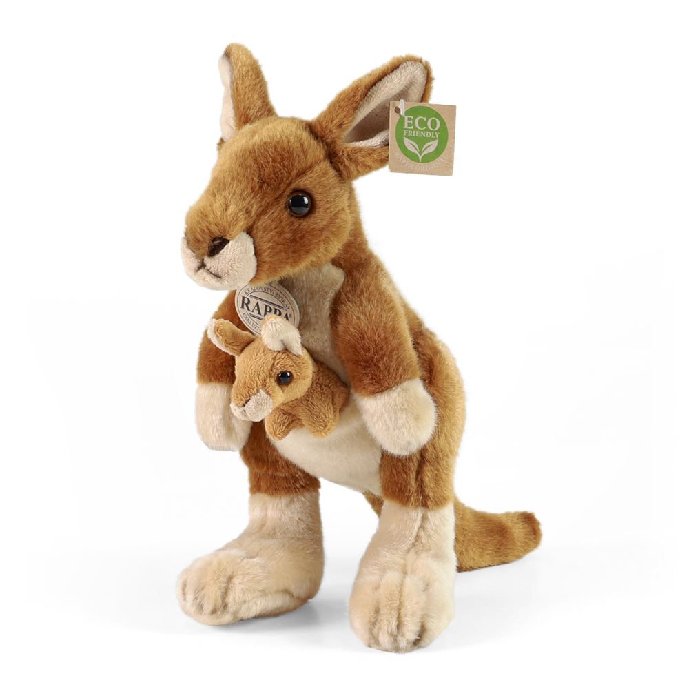 Peluche kangourou avec bébé 27 cm éco-responsable
