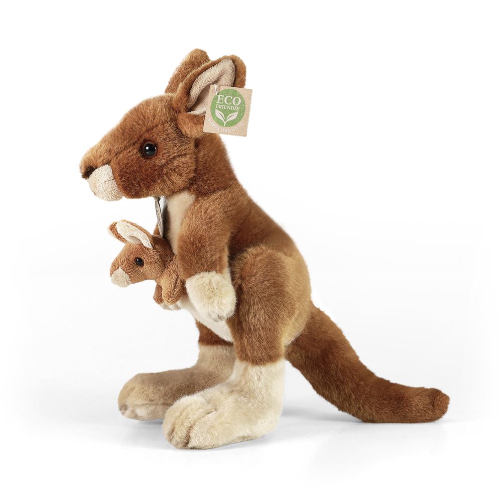Peluche kangourou avec bébé 27 cm éco-responsable