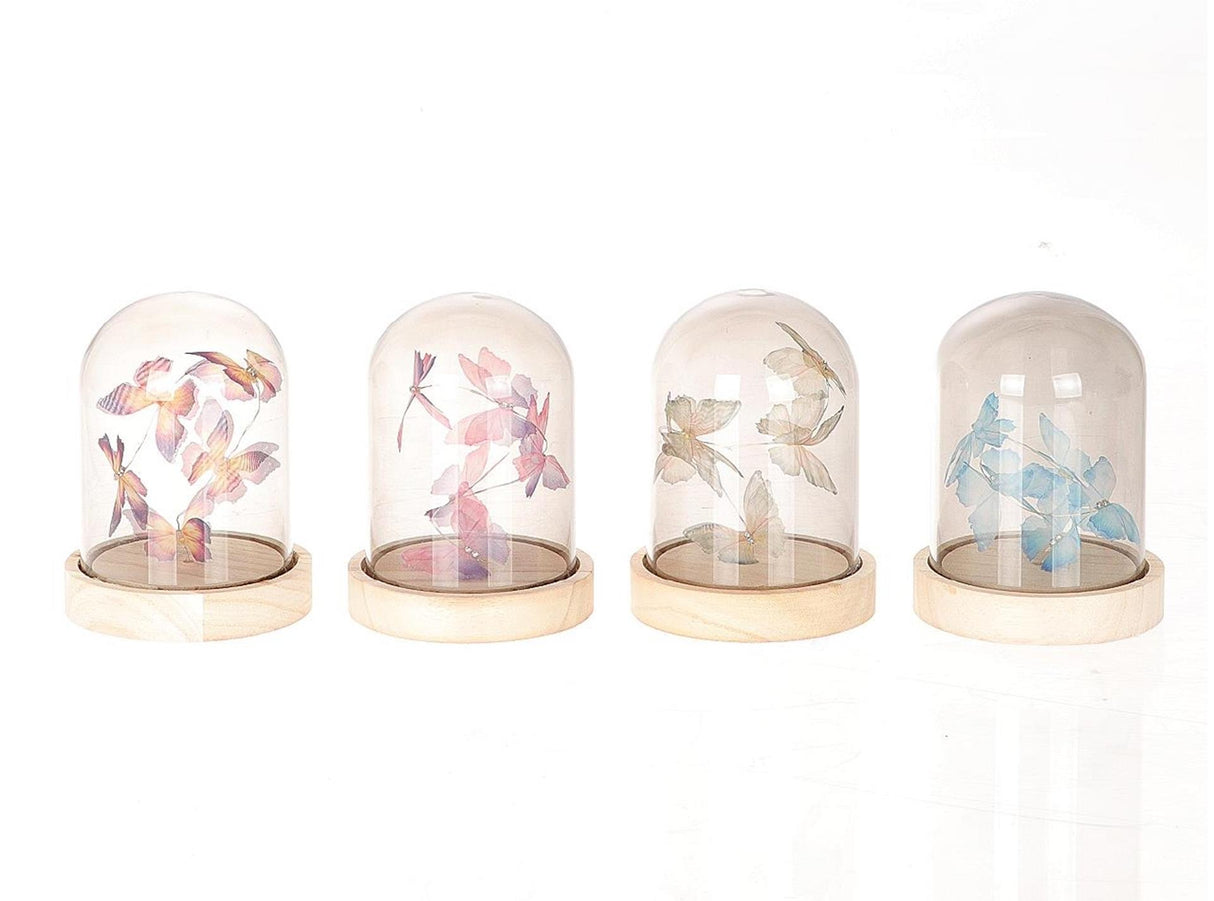 Hbx cloche naturelle vivante avec papillon avec éclairage 13,5 cm