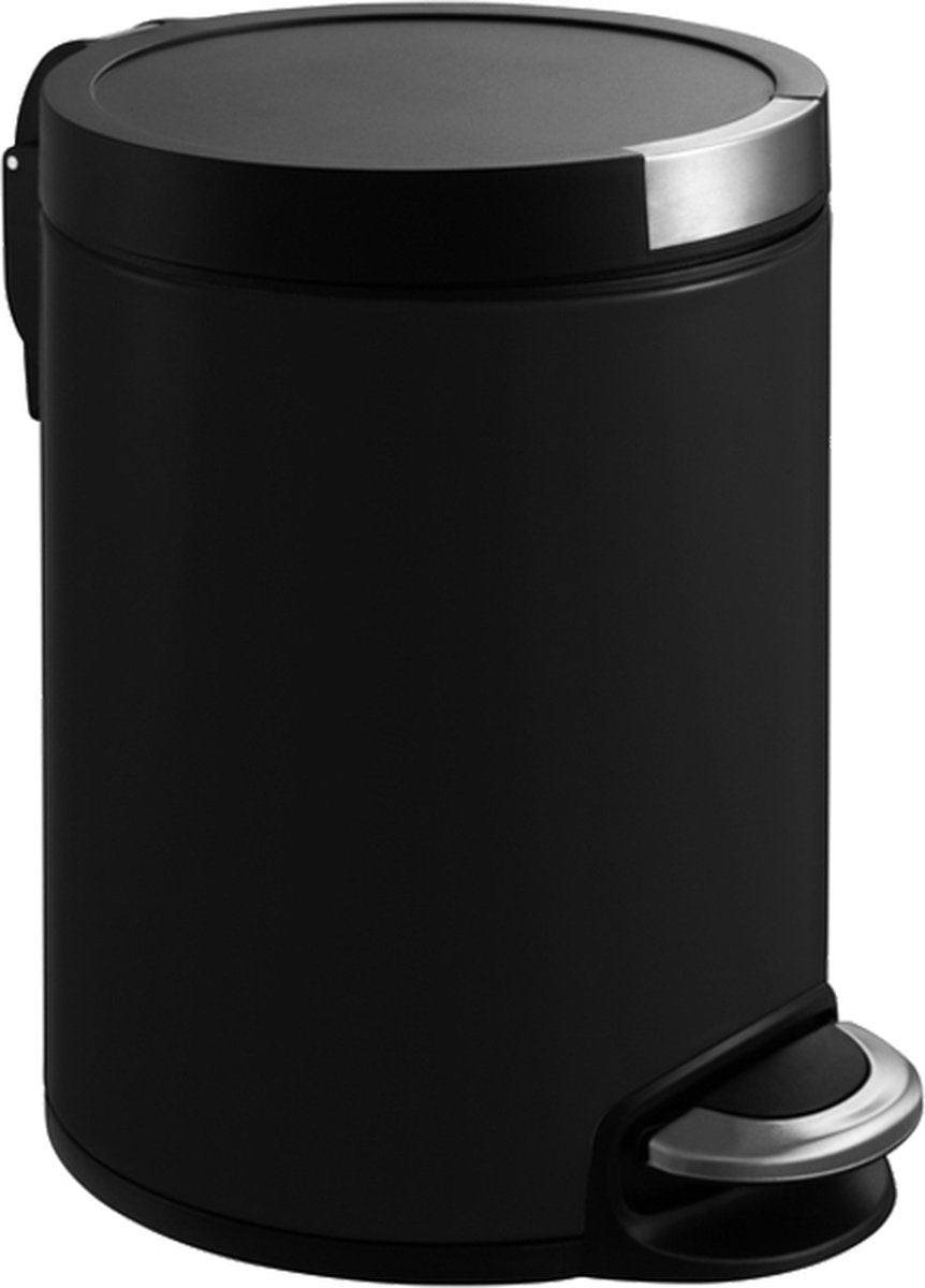 Eko - poubelle artistique à pédale 5 litres - plastique inox - noir mat - poubelle